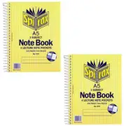 2x Spirax 21cm School/Uni A5 3 Subject 300 Pages Notebook w/ Note Pockets No.572