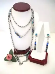 Brighton "MODERNA" Long Necklace-Earring Set (MSR$166) NWT/Pouch