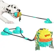 Suction Cup Dog Toy for Aggressive Chewers, Pet Molar Bite Toy with Double Suction Cup, Dog Chew Rope Ball Pull Toy, Fits for Small, Large Dogs/Cats