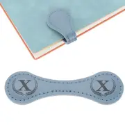 2Pcs Personalized Magnetic Leather Bookmark, 26 Letters Bookmark, (Blue/X)