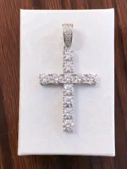 Mens Sterling Silver 925 Cz Cross Pendant for necklace 36mm /48mm(1.89")
