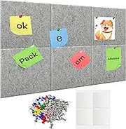 FloraVigo pinnwand, 6 Pack Felt Pegboards with 100 Pegs, 12mm Thick Pegboard Cork Board Self-Adhesive, Large Felt Cork Board for Photos, Notes, Memo Board Wall Decoration for Home, 30 x 30 cm