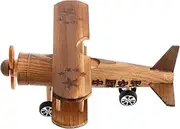 Wooden Airplane Ornaments Plane Vintage Biplane Decor Retro Airplane Model Aeroplane Propeller Decorative Sculpture Retro Aircraft Ornament DIY Wood Craft Wooden Light Brown