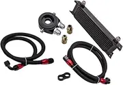 ZFGVGNMTYA Sandwich Oil Adapter Kit Engine Oil Cooler AN10 10-an 10 Rows Oil Radiator and Oil Hose OC-UOL10-1BK Oil Cooler(Black)