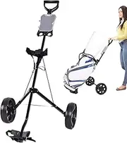 Folding Golf Pull Cart | 2 Wheel Hand Bag Trolley Iron Foldable - Outdoor Sports Accessories, Portable Lightweight Ball Pouch Holder, for Concrete, Grass