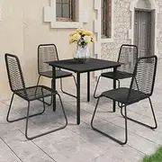 5 Piece Garden Dining Set PVC Rattan Black Patio Bar Sets