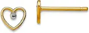 [JewelryWeb] 14k Two tone Gold Love Heart With White Sparkle Cut Accent Post Earrings 5x5mm Wide Stud Earring for Women