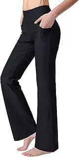 [Keolorn] Women's Bootcut Yoga Pants with Pockets High Waist Bootleg Yoga Workout Pants for Women
