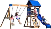 Backyard Discovery Aurora Cedar Wood Play Centre Swing Set with Slide and Fort