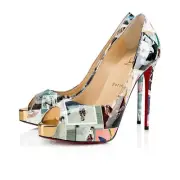 Christian Louboutin New Very Prive 120 Patent Collage Multi Gold Heel Pump 36.5