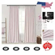 100% Blackout Linen Drapes in Light Pink - Perfect for Kids Rooms, 2 Panels