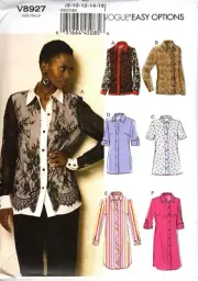 Vogue V8927 Misses 8 to 16 Shirt, Top, Blouse, Tunic Uncut Sewing Pattern 2021