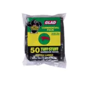 GLAD 50 BLACK BIN LINERS HEAVY DUTY XL GARBAGE BAGS 75 CM x 90CM - FREE POST