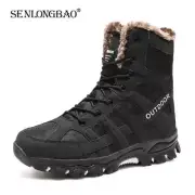 Men Boots Thick Plush Warm Snow Boots Lace-UP Men Ankle Boots Outdoor Waterproof