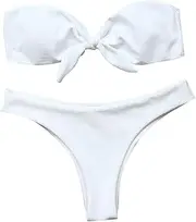 [Generic] Plus Size Swimsuits Women 4X Set Two Bow Solid Bandeau Sexy Women's Tie Cut Swimsuit Bikini Piece High Swimwears Tankinis Set Long Board Shorts for Women Swim High Waist