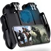 YOBWIN 4 Trigger Mobile Game Controller with Cooling Fan for PUBG/Call of Duty/Fotnite [6 Finger Operation] L1R1 L2R2 Gaming Grip Gamepad Mobile Controller Trigger for 4.7-6.5 iOS Android Phone