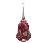 Bohemia Crystal Dinner Bell Red Silver Grapes Leaves Czechoslovakia Foil Label