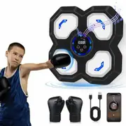 Music Boxing Machine,Smart Bluetooth Trainer Equipment with Gloves,Wall-Mounted Boxing Music Workout Machine,LED Electronic Focus Training
