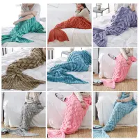 在飛比找蝦皮購物優惠-«空調毯» 現貨 魚鱗款美人魚 毯子  美人魚尾巴針織毯 線
