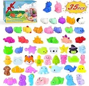 Mochi Squishy Toys 35pcs Party Favors for Kids Mini Squishy Kawaii Mochi Animal Squishies Cat Unicorn Squishy Mini Squeeze Stress Relief Toys for Kids Adults Treasure Box Toys, Random