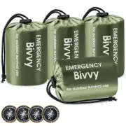 Emergency Sleeping Bag, 4Pack Portable Thermal Bivy Sack, Waterproof