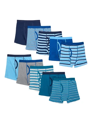 Wonder Nation Boys Underwear Soft Cotton Boxer Briefs, 10-Pack, Sizes S-XXL & Hu