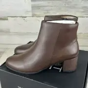 Naturalizer womens 11 brown leather heeled ankle boot bay weatherproof bootie