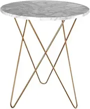 Exquisite Bedside Cabinets Marble Coffee Table, Creative Metal Tripod Table Balcony Terrace Cafe Leisure Negotiating Table Easy to Clean Height is 60CM Side Desk (Color : A, Size : 50 * 60CM)