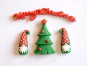 Merry Christmas Gnomes / FLAT BACK Craft Embellishments / Santa Gnomes & Tree