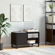 Record Cabinet Black 85x38x48 cm Engineered Wood - Durable Vinyl Storage Unit with Ample Space and Industrial Style Iron Feet - Functional Furniture for Classic Music Collections