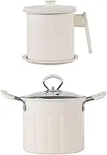 B Baosity Small Deep Fryer Pot French Fries Pot Portable French Fries Cooker Oil Fryer Cooking Pot 3L Capacity for Chips French Fries, White