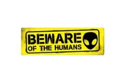 Grindstore Beware Of The Humans Slim Tin Sign (Yellow) (One Size)