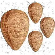 Wasp Nest Decoy, 4 Pack Hanging Fake Wasp Nest for Outdoor Wasps and Hornets, Waterproof Fabric Hornet Nest for Patio, Garden, Yard