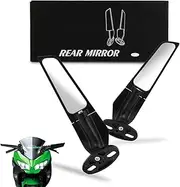 CHANGCHENG Motorcycle Rearview Mirror Wide Viewing Angle Wing Rear View Mirrors 360°Rotating Stealth Mirrors for Ninja 250/300/400/400R/650 ZX6R/6RR/10R/12R/14/14R GSXR650/700/1000 2006-2024