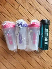 3PK Blender Bottles 20oz Shaker Mixing Measuring Cups BONUS Nike Water Bottle