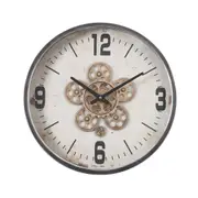 Harold D46cm Round Modern Moving Cogs Wall Clock - Natural silver