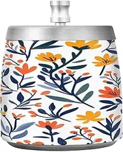 Stainless Steel Big Ashtrays with Lid for Indoor Outdoor Patio Table Spring Cute Colorful Florals White Smokeless Windproof Covered Ashtray Bucket for Cigar Decor