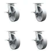 8 Inch Kingpinless Semi Steel Wheel Swivel Caster Set with Brake and Swivel Lock