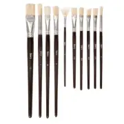 Studio 71 Oil Paint Brush Set 10pc Bristle Brush Round Flat Fan Angular Filbert