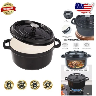 Heavy-Duty 6.5 Qt Enameled Cast Iron Dutch Oven - Dishwasher Safe & Robust