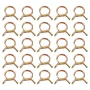 25Pcs Double Wire Spring Hose Clamps, 15mm Tube Clips, Color Zinc