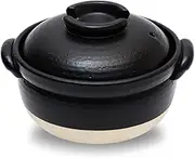 DONABE Clay Rice Cooker Pot Casserole Japanese Style made in Japan for 1 to 2 cups with Double Lids, Microwave Safe