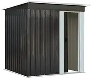 LI LIVSIP Garden Shed - Galvanised Steel Outdoor Storage Shed with Single Slope Roof Sliding Door, Gardening Tools Bikes Storage for Patio Backyard, 162x86x181CM
