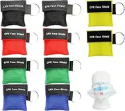 Set of 10 Respiratory Masks First Aid - Key Ring CPR Mask, Resuscitator Cloth for Mouth-to-Mouth Resuscitation Protection Adults & Children, Portable Resuscitator Bag
