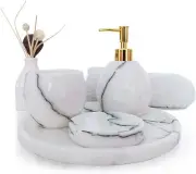 Marble Bathroom, Soap Dispenser, Toothbrush Holder, Soap Dish, Organizer Tray