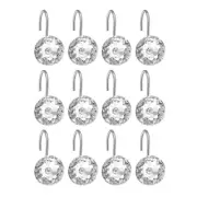 12 Pcs Shower Curtain Hook Rings Fixing Hooks Decorative Rhinestone