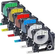 Label Orison-Compatible with Dymo D1 Label Tape Color Combo Set 45013 45010 45016 45017 45018 45019 12mm 1/2 inch for LabelManager 160 280 210D 420P PnP 360D,6 Cartridges