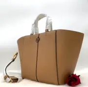 AUTH NWT Tory Burch McGraw Pebbled Leather Carryall Tote In Tiramisu NEW