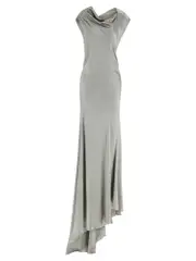 [Alberta Ferretti] Alberta Ferretti-Satin Dress Abiti Grigio-Donna 42IT