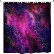 A.Monamour Shower Curtain Waterproof Fabric Planets Stars Galaxy in Space Cosmos Astronomy Theme Purple Abstract Background Polyester Bathroom Bathtub Curtain with Hooks 72 x 78 Inches